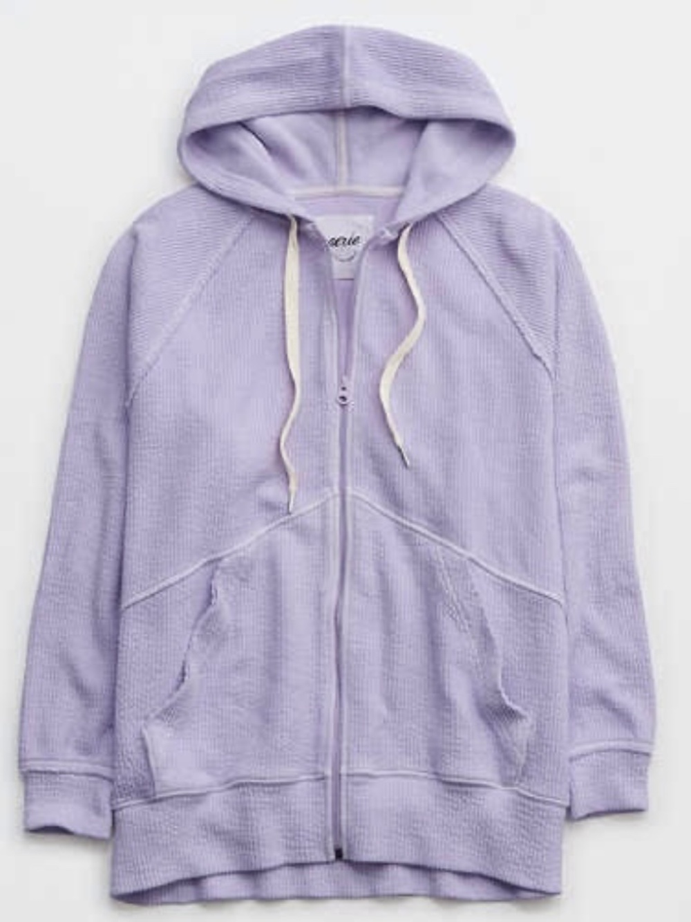 Aerie - Wonder Oversized Textured Full Zip Hoodie - Lilac Purple - XXS